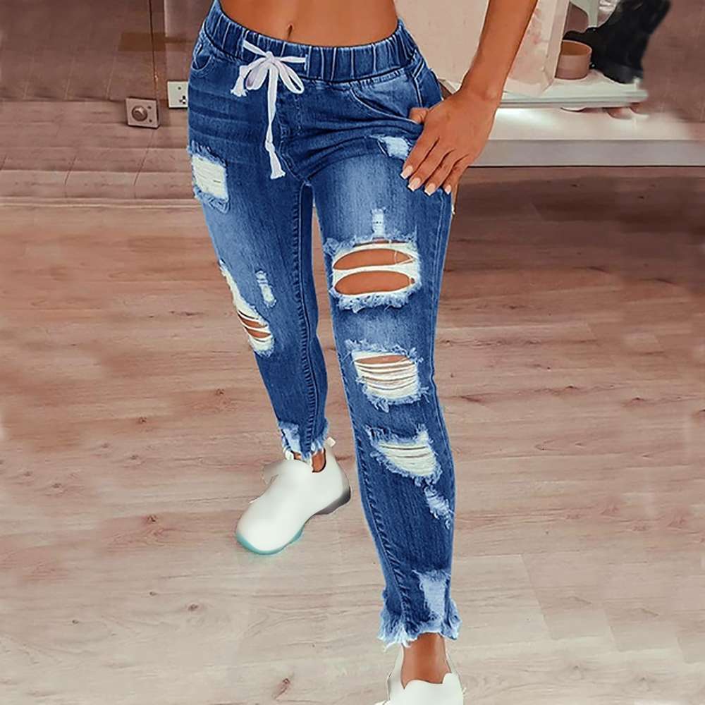 Women Broken Gates Denim jeans Casual Skinny Slim Tree chord Ripped Potlead Plus Size Full length Broek # g3, Blue
Women Broken Gates Denim jeans Casual Skinny Slim Tree chord Ripped Potlead Plus Size Full length Broek # g3, Blue