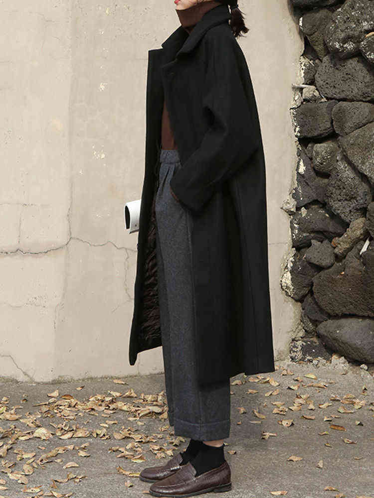 Women's Woolen Coat Korean Style Loose harajuku Ladies Autumn Cashmere Long women's Winter 211130