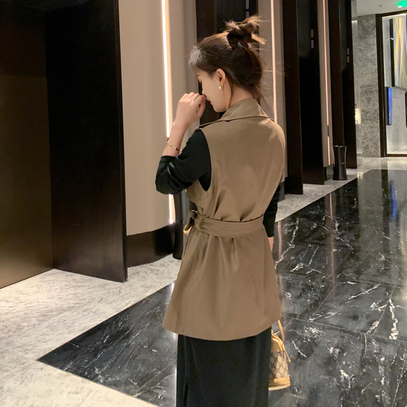 Comelsexy Winter Women Fashion Casual Loose Solid Color Loose Shoulder Sleeveless Belt Vest+Pullover Knitting Sweater 210515