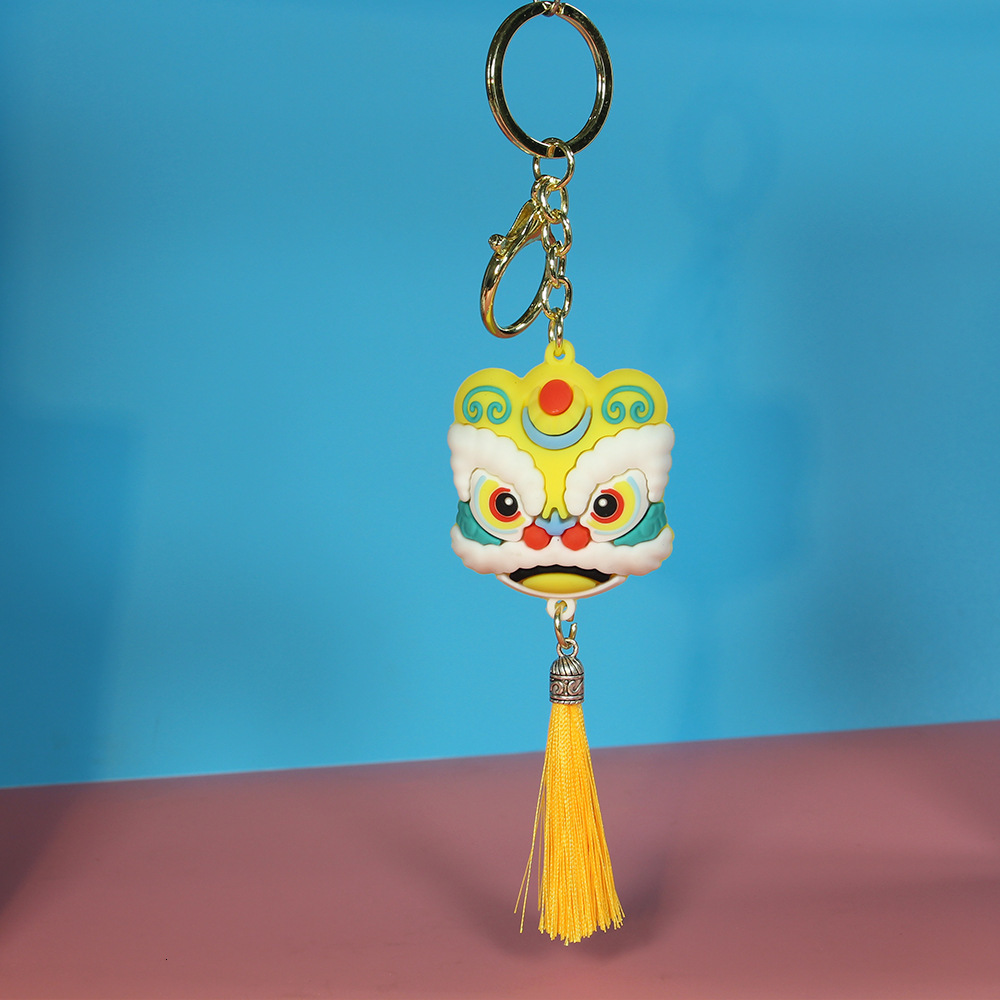 Key Rings Creative Chinese Style Lion Dance Doll Chain Pendant Simple National Fashion Black Awakening Tassel