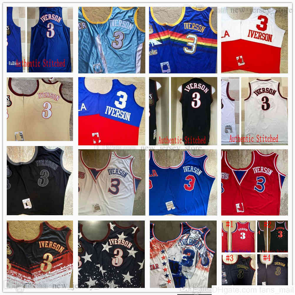 Real Stitched Retro Basketball Allen 3 Iverson Jerseys TOP Quality Authentic Embroidery White Blue Black Red Jersey
Real Stitched Retro Basketball Allen 3 Iverson Jerseys TOP Quality Authentic Embroidery White Blue Black Red Jersey