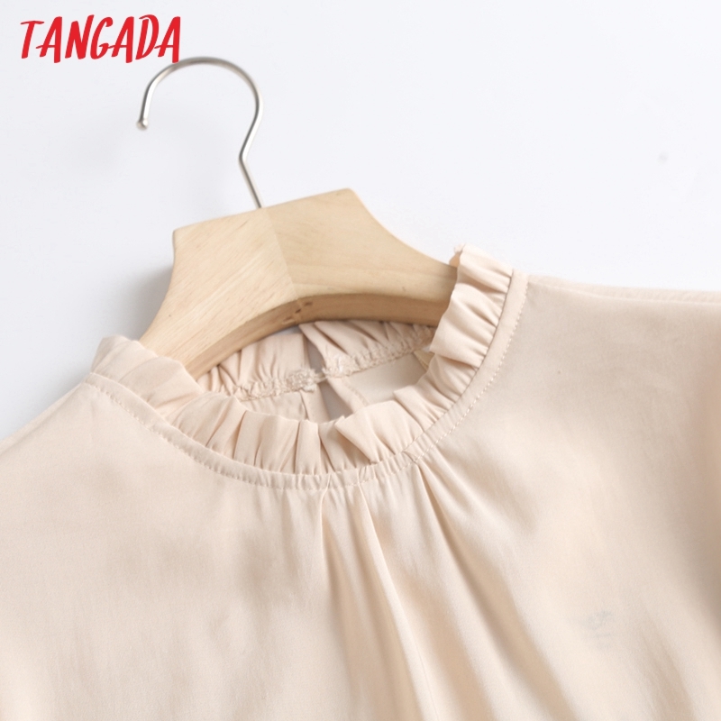 Spring Women Solid Ruffles Neck Blouse Long Sleeve Chic Female Office Lady Shirt Blusas Femininas WF33 210416