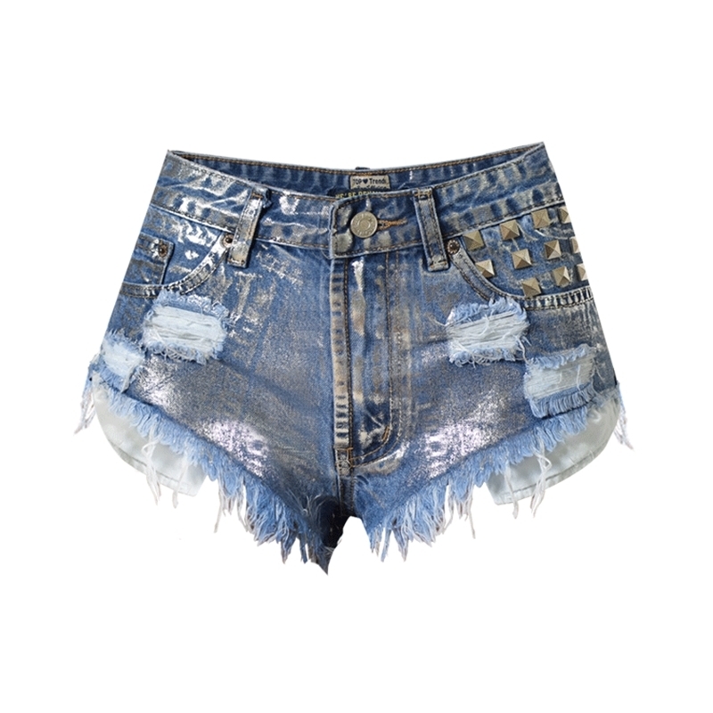 Summer jean shorts for woman high waisted women beach rivert ripped casual sexy denim plus size 210521