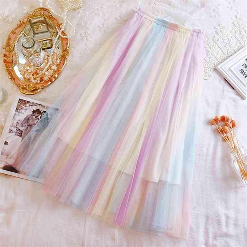 Korean gentle sense fairy elastic net gauze skirt big rainbow color long half-length women's clothing 210525, Rainbow colors
Korean gentle sense fairy elastic net gauze skirt big rainbow color long half-length women's clothing 210525, Rainbow colors