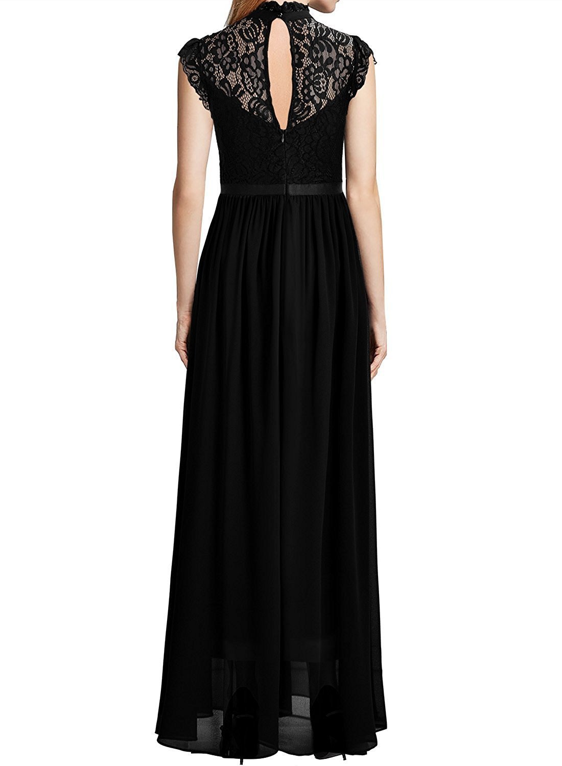 Women Dress Temperament Lace Stand Collar Sleeveless Hollow Out Sexy Maxi es Plus Size Long Summer es 210513