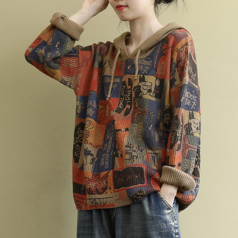 Women's Sweaters Casual Women Hoodies Sweatshirts Autumn And Winter Literary Retro Printed Knit Loose Plus Size Hooded Pullover 2021, Khaki
Women's Sweaters Casual Women Hoodies Sweatshirts Autumn And Winter Literary Retro Printed Knit Loose Plus Size Hooded Pullover 2021, Khaki