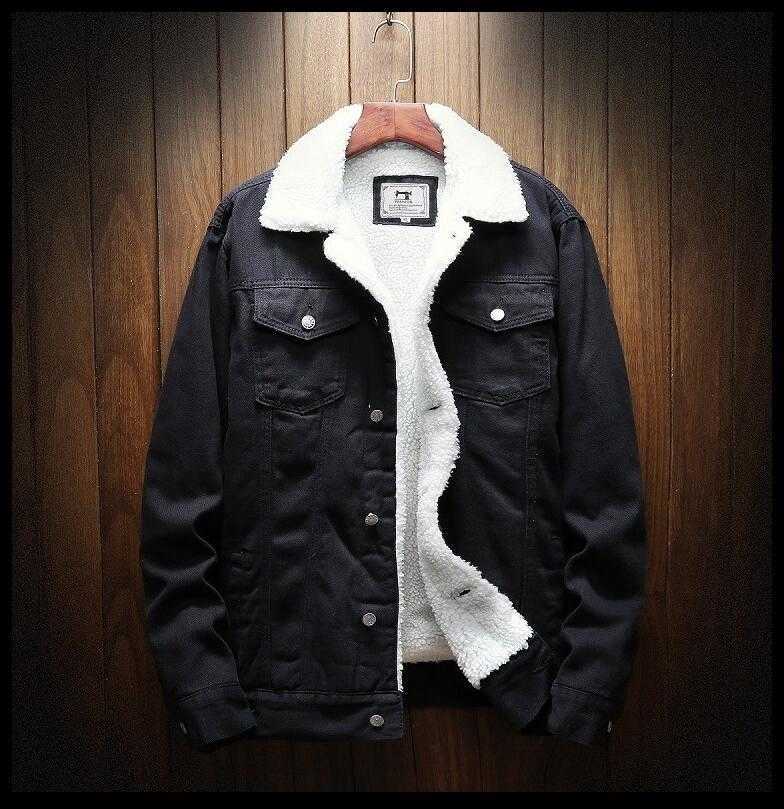 Men Light Blue Winter Jean Jackets Outerwear Warm Denim Coats Men Large Size Wool Liner Thicker Winter Denim Jackets Size6XL 210923