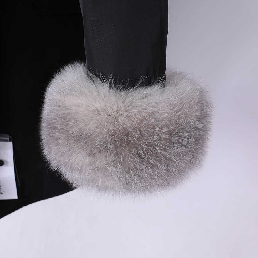 maomaokong natural real fur Collar coat Women's leather jacket winter clothe bomber jacket parkas padded coats Long 211019