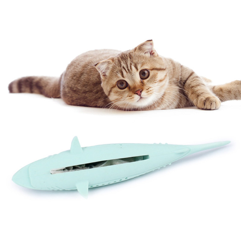 1Pcs Catnip Molar Teeth Cat Chew Toys Fish Shape Pet Supllies 3Colors Training Interactive Toy Silicone Funny