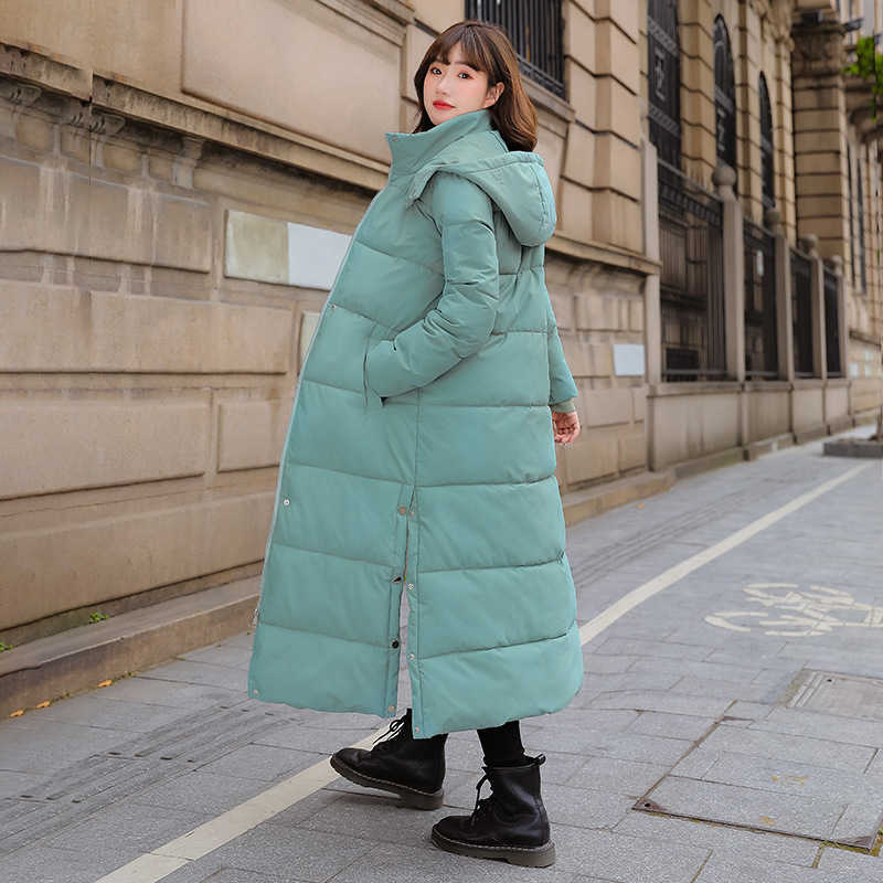 Down Cotton Clothing Women Winter Korean X-Long To Ankle Bf Loose Outwear Parkas Coat 210923