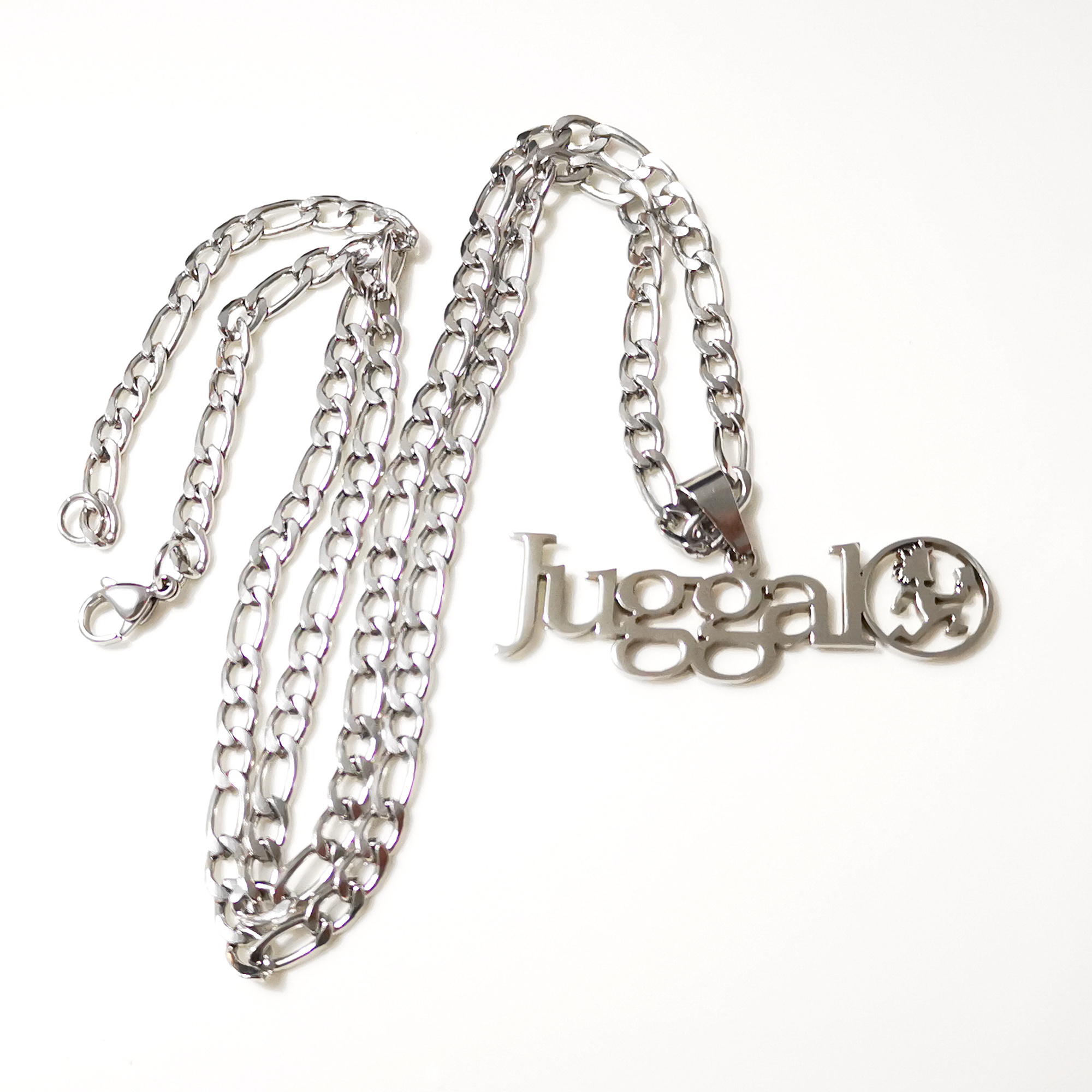 Mens Jewelry Punk Silver Letter Juggalo Pendant Necklace Stainless Steel ICP Hatchetman Charms Chain 4mm24 inch