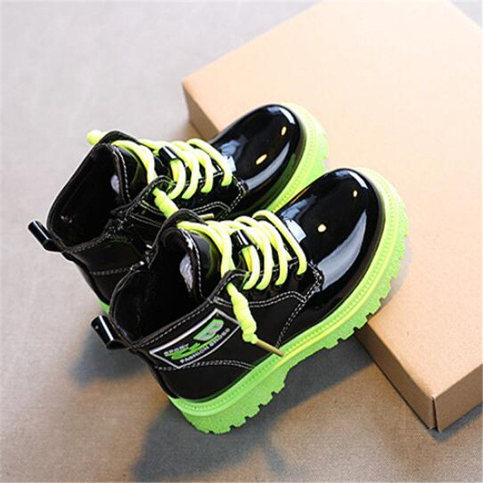 Autumn Winter kids Girls Boys Boots Soft Non-Slip Martin Boots For Children Leather Plus Velvet Fashion Ankle Boot