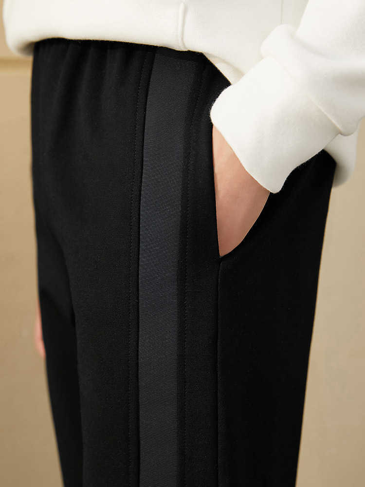 Minimalism Winter Fashion Thick Women's Pants Causal Elastic Waist Patchwork Fleece Loose Female Trousers 12070442 210527