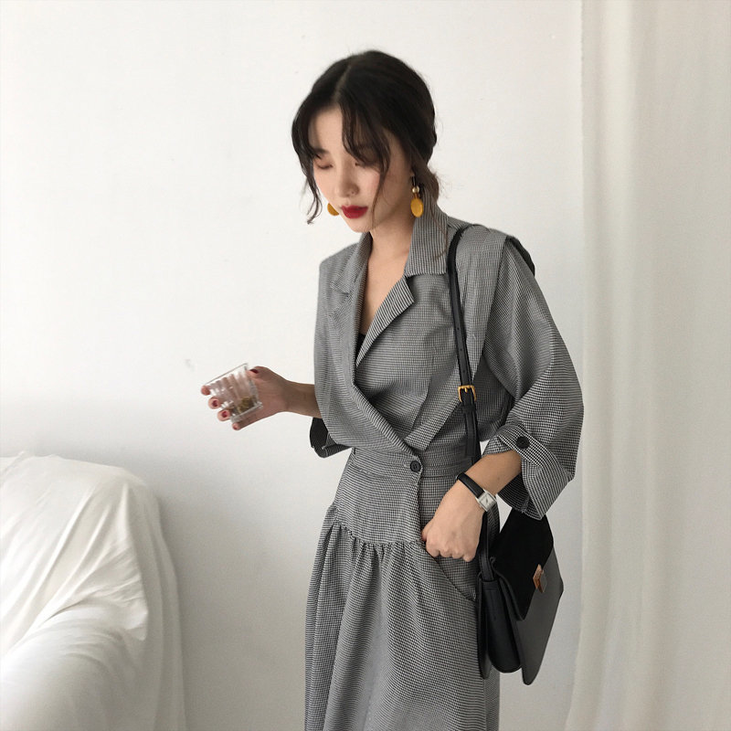 Overcoat Elegance Vintage Female Windbreaker Fashion Gentle Chic Waist-Controlled OL Loose Classic Plaid Trench Coat 210421