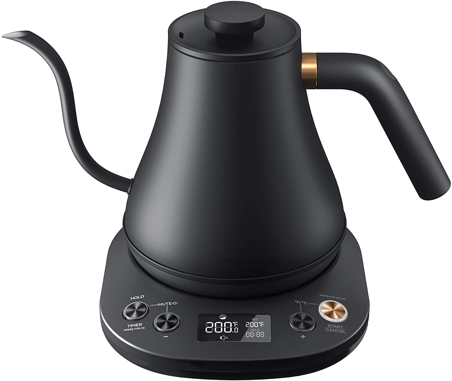 Electric Gooseneck Kettle Temperature Control, for Coffee and Tea, 100% Stainless Steel Inner Lid & Bottom, 1200W Rapid Heating,0.8L, Matt Black
Electric Gooseneck Kettle Temperature Control, for Coffee and Tea, 100% Stainless Steel Inner Lid & Bottom, 1200W Rapid Heating,0.8L, Matt Black