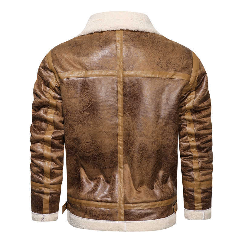 Atumn Winter Thick Leather Jackets Men Fashion Lapel Collar Faux PU Coats Mens Casual Warm High Quality Outwear Male 211018