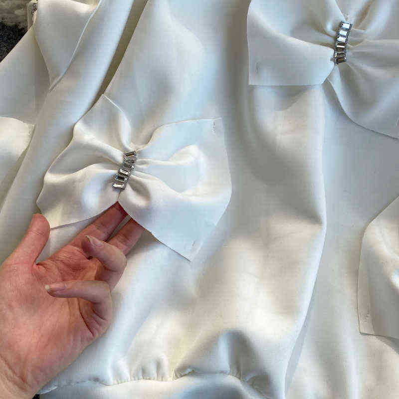 Nomikuma Korean Diamonds Bowknot Pullover Sweatshirt Causal Long Sleeve O-neck Hoodies Spring Sweet Women Jumper 6E145 211109