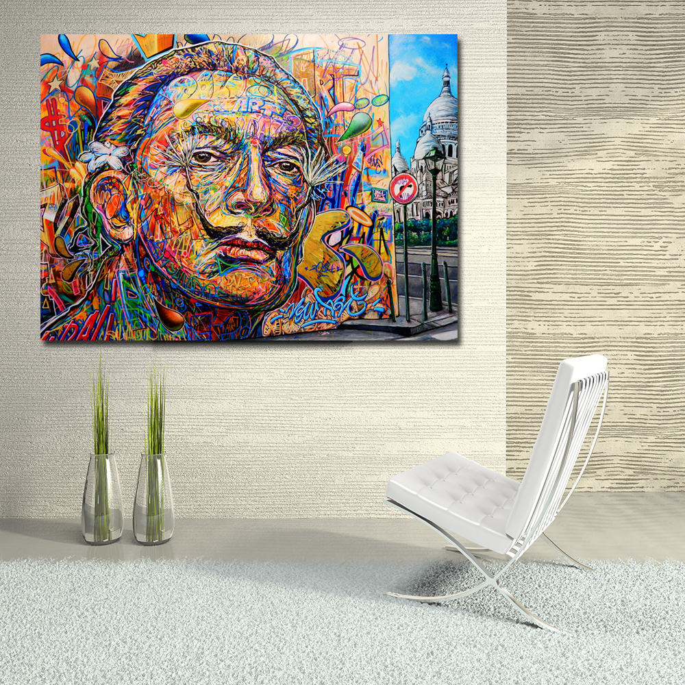 Salvador Dali Colorful Portrait Oil Painting Wall Art Canvas Posters Print For Living Room Home decoration