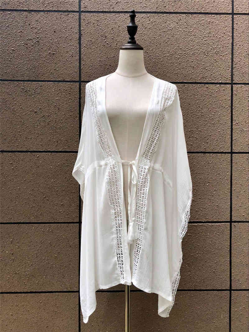 Cotton Tunics for Beach Women Swimsuit Cover up Woman Swimwear wear Pareo Dress Saida de Praia #Q497 210420