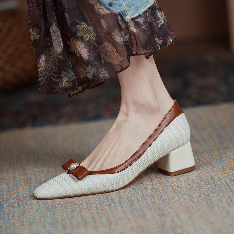 Bow Design Natural Real Genuine Leather Women Heels Shoes Thick Heel Spring Fashion Simple Basic High Dress, As picture
Bow Design Natural Real Genuine Leather Women Heels Shoes Thick Heel Spring Fashion Simple Basic High Dress, As picture
