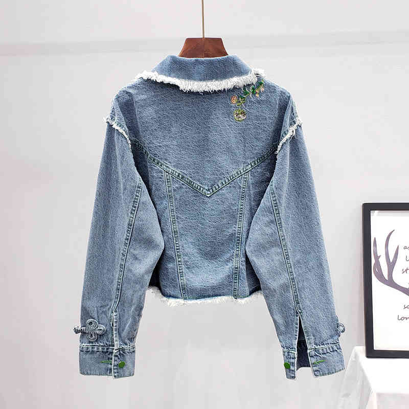 women's jackets jeans jacket embroidered with sequins, blue floral jeans short feminine loose basic for streetwear women. vz3e, Black;brown
women's jackets jeans jacket embroidered with sequins, blue floral jeans short feminine loose basic for streetwear women. vz3e, Black;brown
