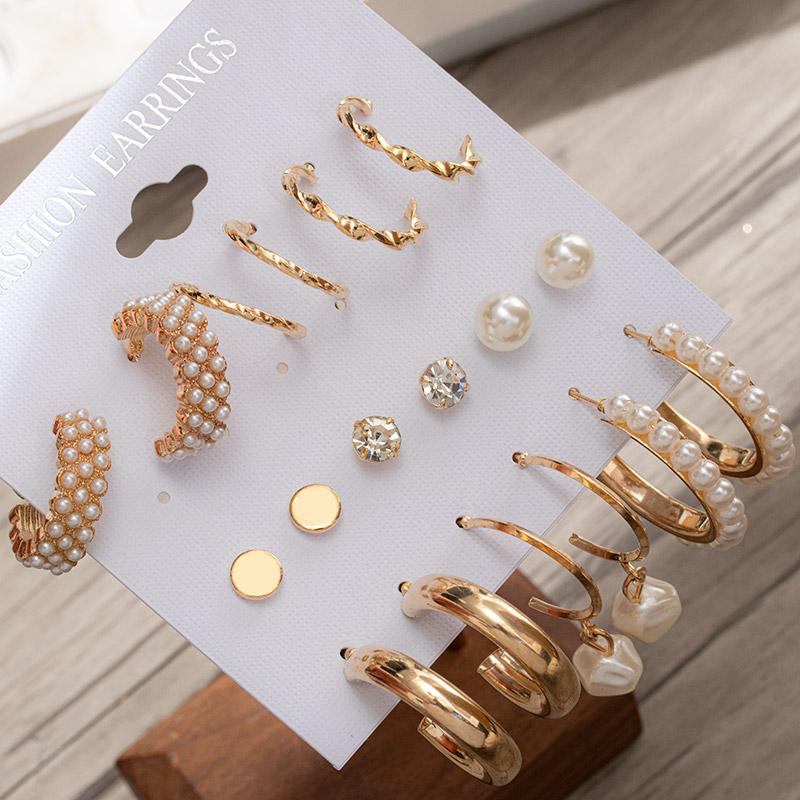Dangle & Chandelier 9Pcs/Set Fashion Gold Pearl Hoop Earrings Set For Women Vintage Metal Geometric Circle Drop 2021 Trend Jewelry Gift
Dangle & Chandelier 9Pcs/Set Fashion Gold Pearl Hoop Earrings Set For Women Vintage Metal Geometric Circle Drop 2021 Trend Jewelry Gift