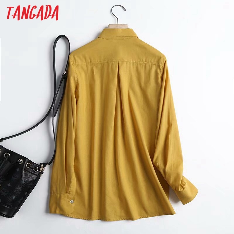 Women Solid Cotton Linen Shirts Long Sleeve Turn Down Collar Elegant Office Ladies Work Wear Blouses 4C72 210416