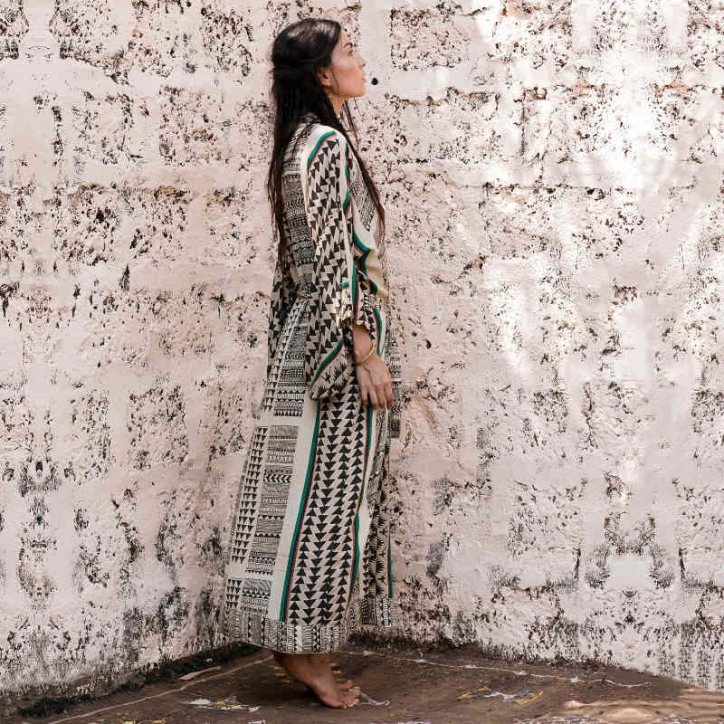 Multicolored Bikini Cover-ups Sexy V-neck Long Sleeve Boho Summer Beach Dress Plus Size Beachwear Swimsuit Cover Up Q1086 210420