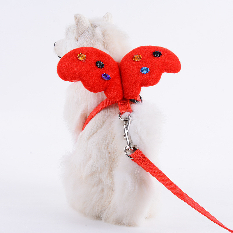 New Pet Dog Harness Cute Angel Wings Puppies Cat Leashes Small Dog Chihuahua Teddy Adjustable Chest Strap Safety Traction Rope