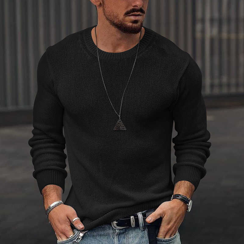 Men Spring Autumn Long Sleeve Sweaters Fashion Mens O-Neck Sweater Pullovers Streetwear Casual Solid Slim Knit Jumper Tops 211008