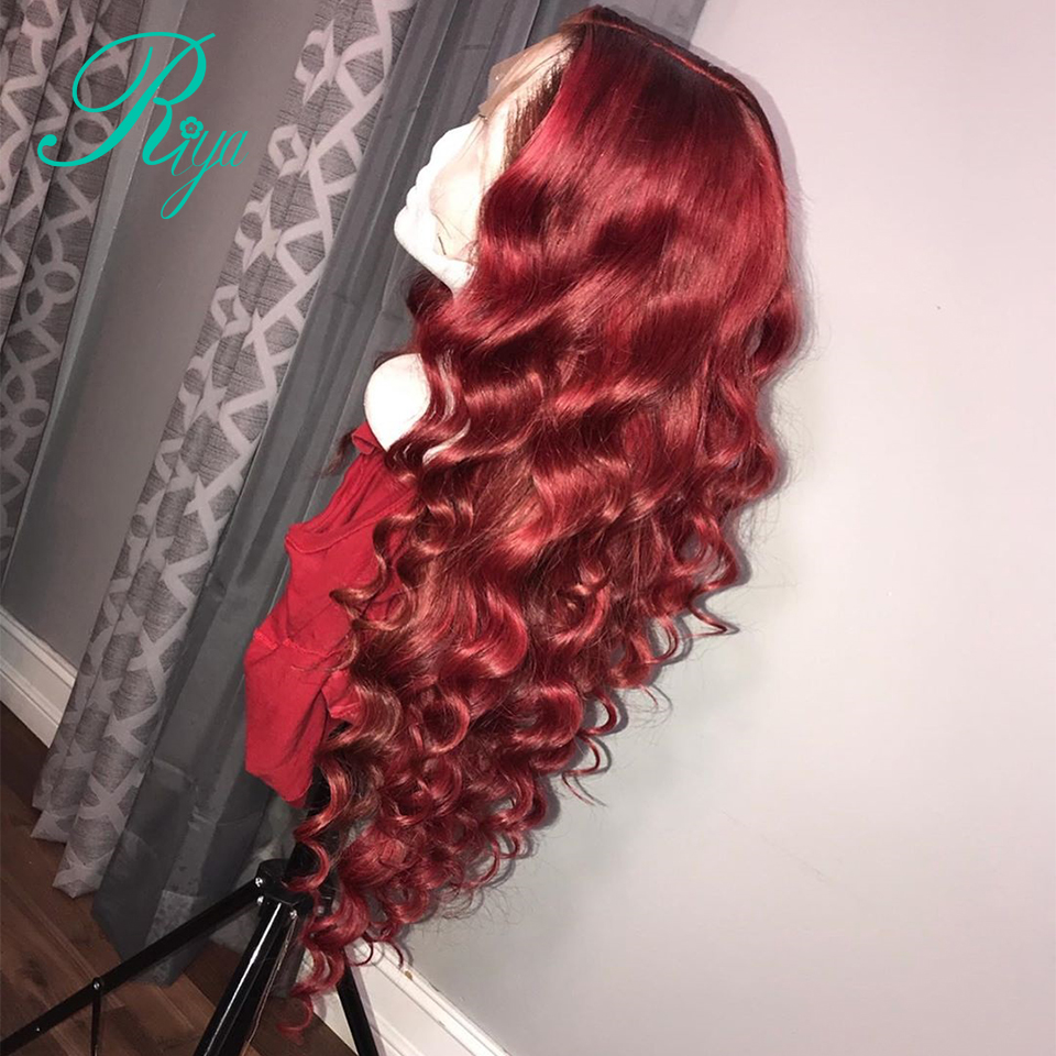 Free shipping Red Deep Wave Lace Front Wigs Long Middle Part Synthetic Wig For Women Pre Plucked With Natural Hairline