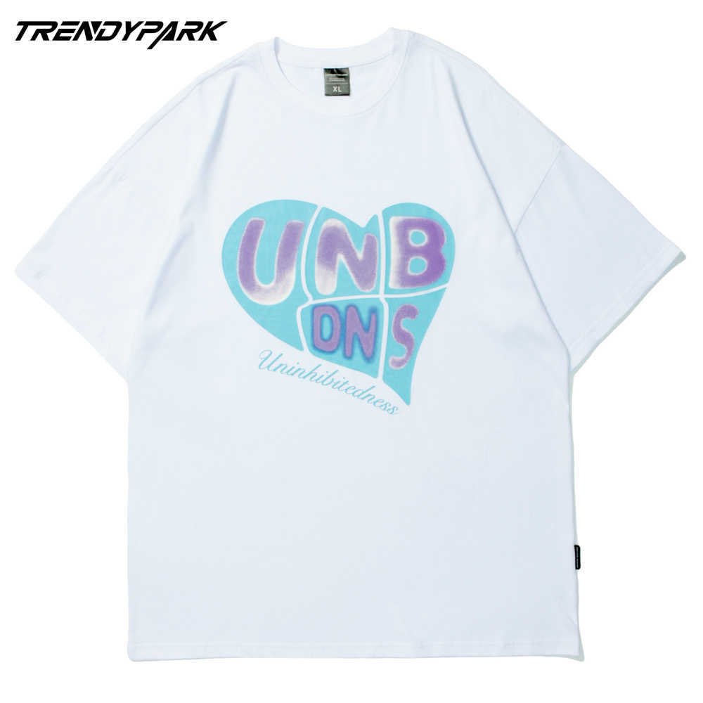 Hip Hop Streetwear Oversize Tshirt Puzzle Heart Print T Shirt Men Harajuku Cotton Casual T-Shirt Summer Short Sleeve Tops 210601