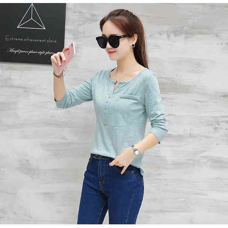 women tops long sleeved blouses casual slim clothing solid plus size D204 30 210506