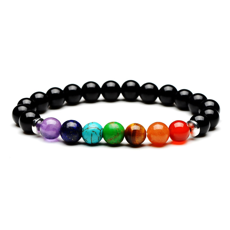 8mm Natural Agate Stone Strands Beads Colorful Charm Bracelets For Women Men Bangle Fashion Party Club Elastic Jewelry