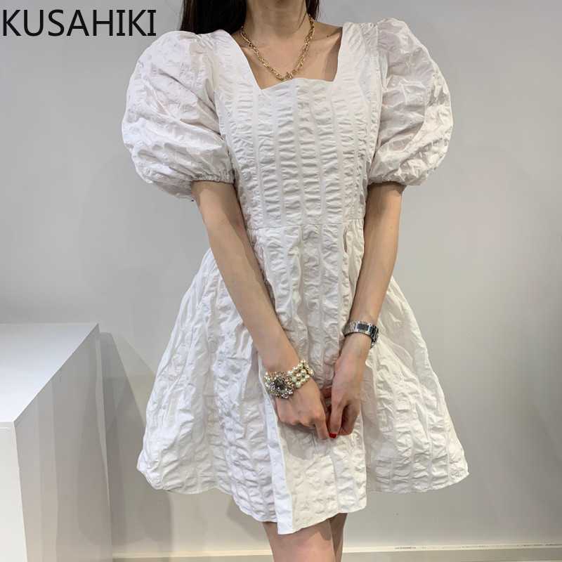 KUSAHIKI Korean Pleated Summer Sweet Dresses Puff Sleeve Square Collar Vestidos Causal High Waist A-line Woman Dress 6H071 210602, White
KUSAHIKI Korean Pleated Summer Sweet Dresses Puff Sleeve Square Collar Vestidos Causal High Waist A-line Woman Dress 6H071 210602, White