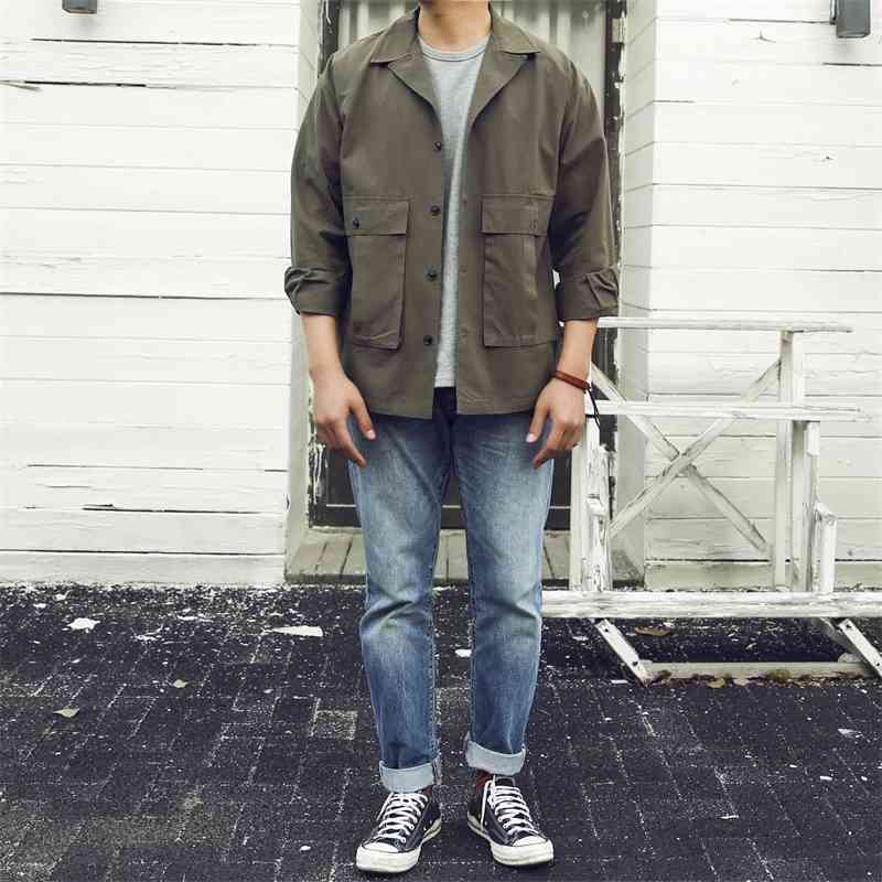 American World War II Cuban collar design Lapel M43 men's spring and autumn Vintage jacket t7949, Black
American World War II Cuban collar design Lapel M43 men's spring and autumn Vintage jacket t7949, Black