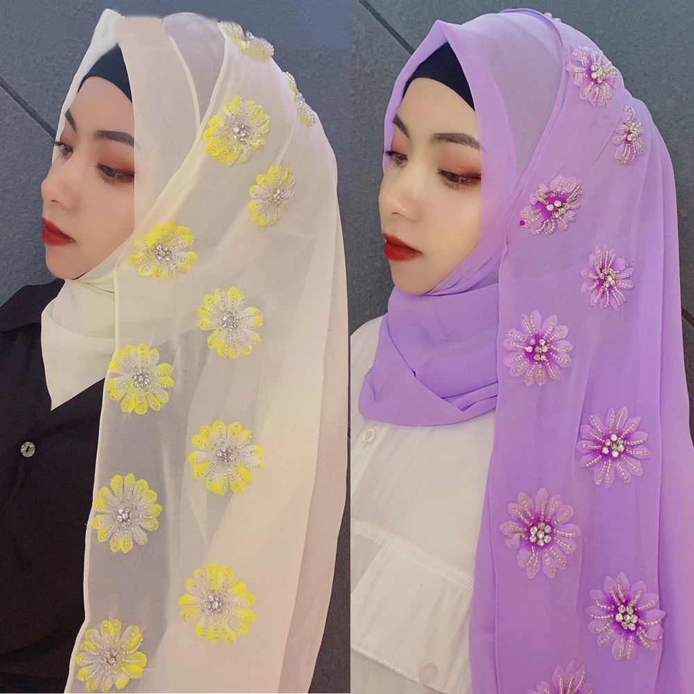 Women Arab Turkish hijab Scarves With Luxury Female Chiffon Beaded Muslim Scarf Islam Shawl Headscarf Turban
Women Arab Turkish hijab Scarves With Luxury Female Chiffon Beaded Muslim Scarf Islam Shawl Headscarf Turban