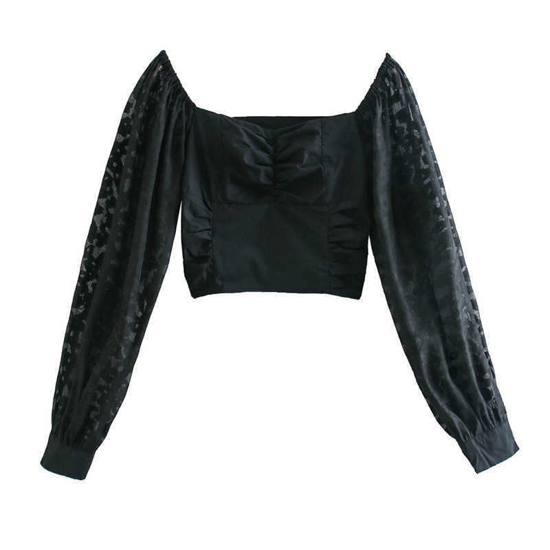 EXQJ Elegant Women Lipprint Mesh Shirts Fashion Ladies Slash Neck Short Tops Sexy Female Chic Draped Patchwork Blouses 210527