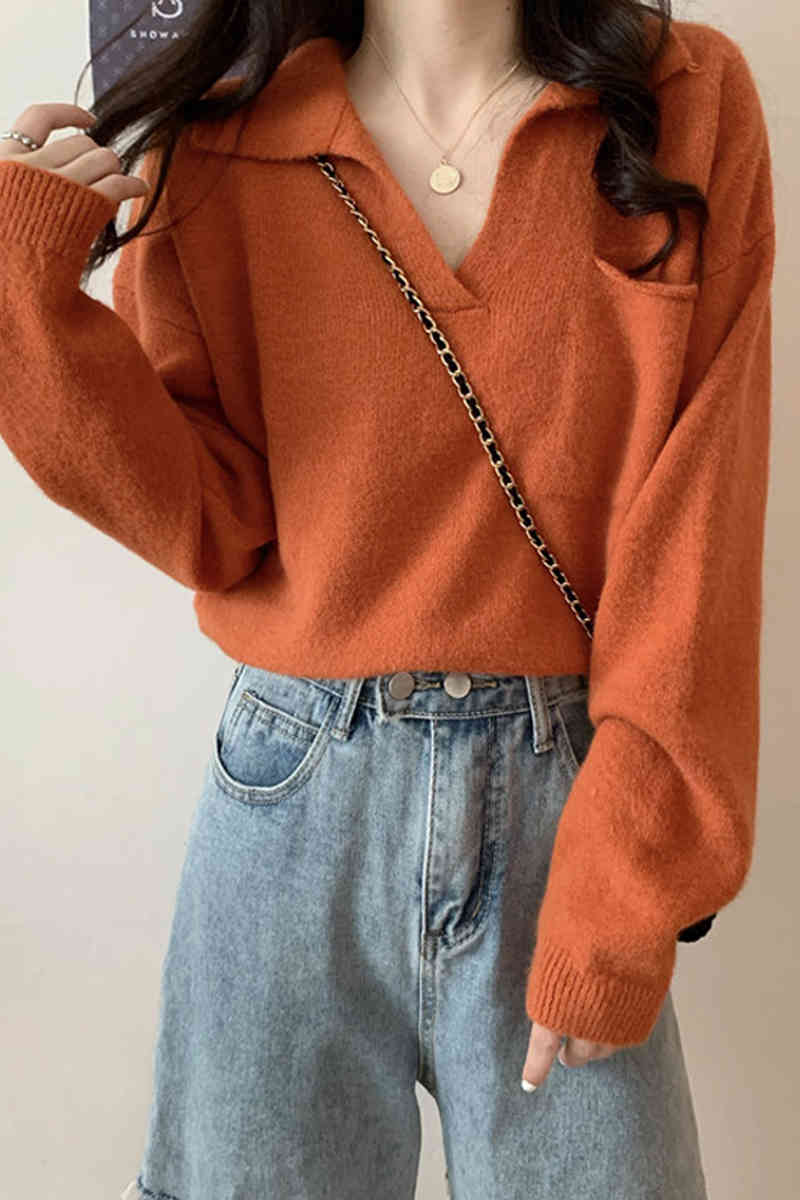 Women V-neck Pullover and Sweaters Solid Casual Knit Pull Jumpers Autumn Winter Knitted Sweater Tops Femme 210519