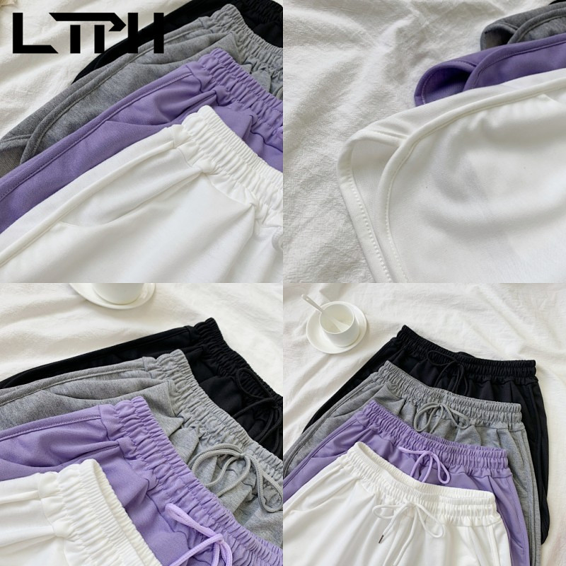 Loose High Waist All-match Plus Size bottoms Thin joggers women drawstring sweatpants gym shorts Summer 210427