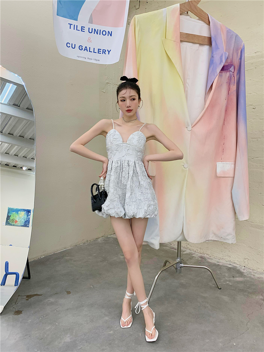 Ice Blue Texture Slip Dress For Women Summer Tunic Party Evening Mini Spaghetti Strap Cami Dresses Ruched Elegant 210427