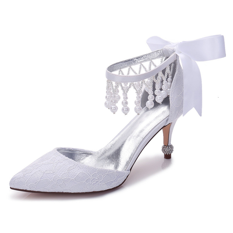 Sandals High Heels Lace Wedding Shoes Women Pointed Toe Ankle Strap Pearls Ribbon Tie Heeled Party Pumps for Bride A3IG, Ivory
Sandals High Heels Lace Wedding Shoes Women Pointed Toe Ankle Strap Pearls Ribbon Tie Heeled Party Pumps for Bride A3IG, Ivory