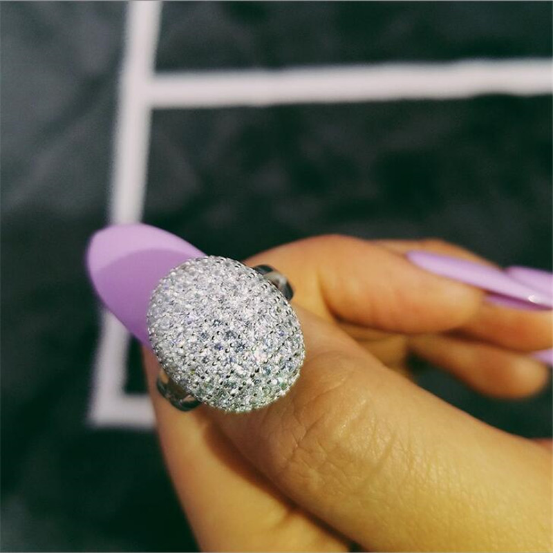 Choucong Brand Wedding Band Rings Luxury Jewelry 925 Sterling Silver Pave White Sapphire CZ Diamond Party Promise Women Engagement Band Ring for Lover