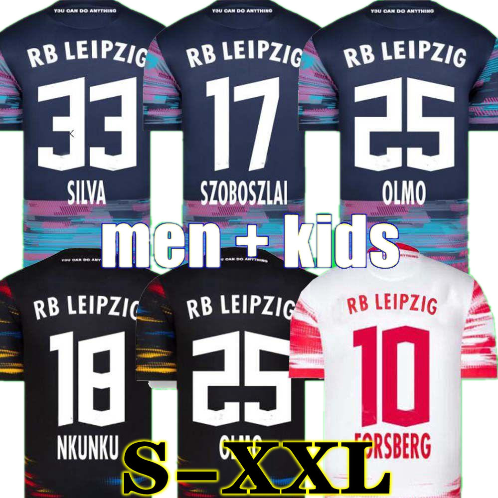 FORSBERG 21 22 Soccer Jerseys SABITZER SØRLOTH Camiseta HEE-CHAN Maillot UPAMECANO POULSEN OLMO ORBÁN 2021 2022 Football Shirts Kits ANGELINO Uniform home away third, 21 22 home