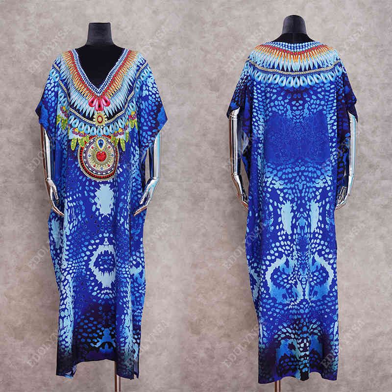 Quick-drying Bikini Cover-ups Bohemian Printed Summer Dress Cotton Tunic Women Plus Size Beach Wear Swim Suit Cover Up Q987 210420