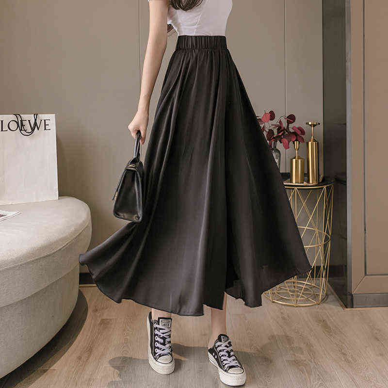 Spring Summer Women Wide Leg Pants Skirts Casual High Waist Pantalones Korean Style Elegant Fashion Loose Trouser Clothing Mujer 211115
