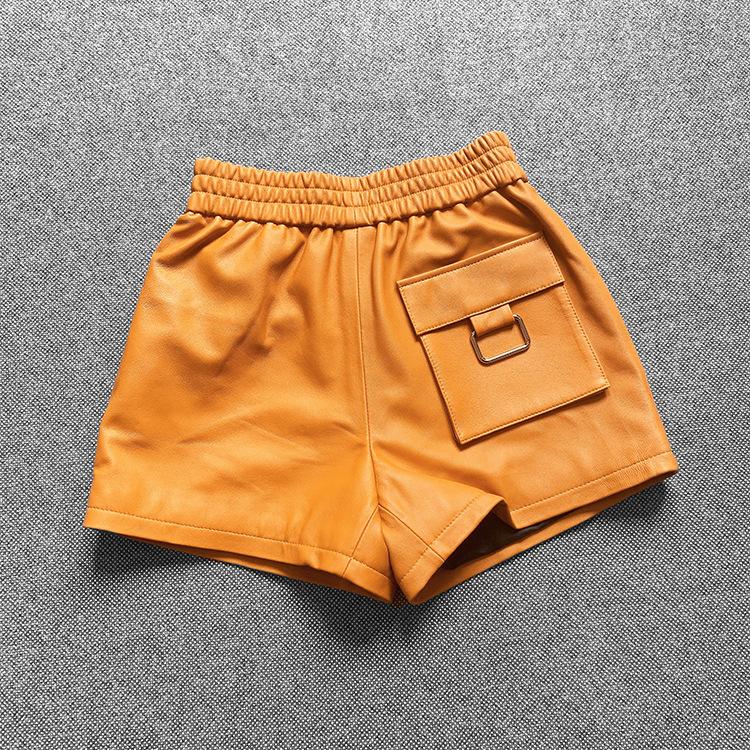 Factory Arrival 2021 Real Sheepskin Leather Shorts,women Casual Genuine Shorts Women's
