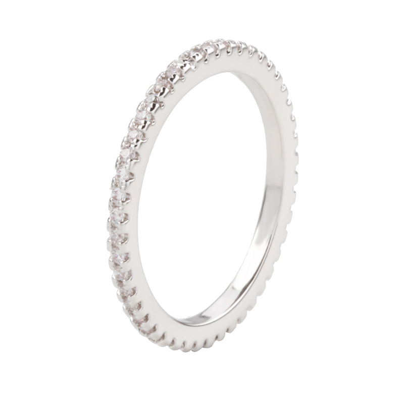 UltraFine Women039s Ring Full Circle Full Diamond Zircon Single Row MicroInlaid Ring