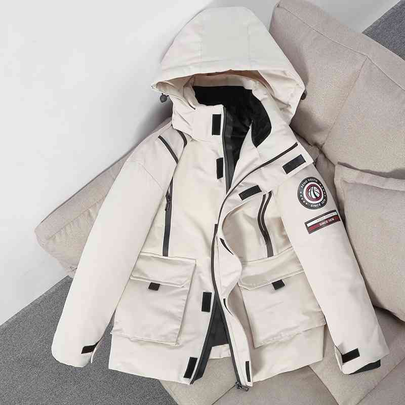 Down jacket men's and women's couple large coat hooded trend thickened Parker overalls, Black
Down jacket men's and women's couple large coat hooded trend thickened Parker overalls, Black