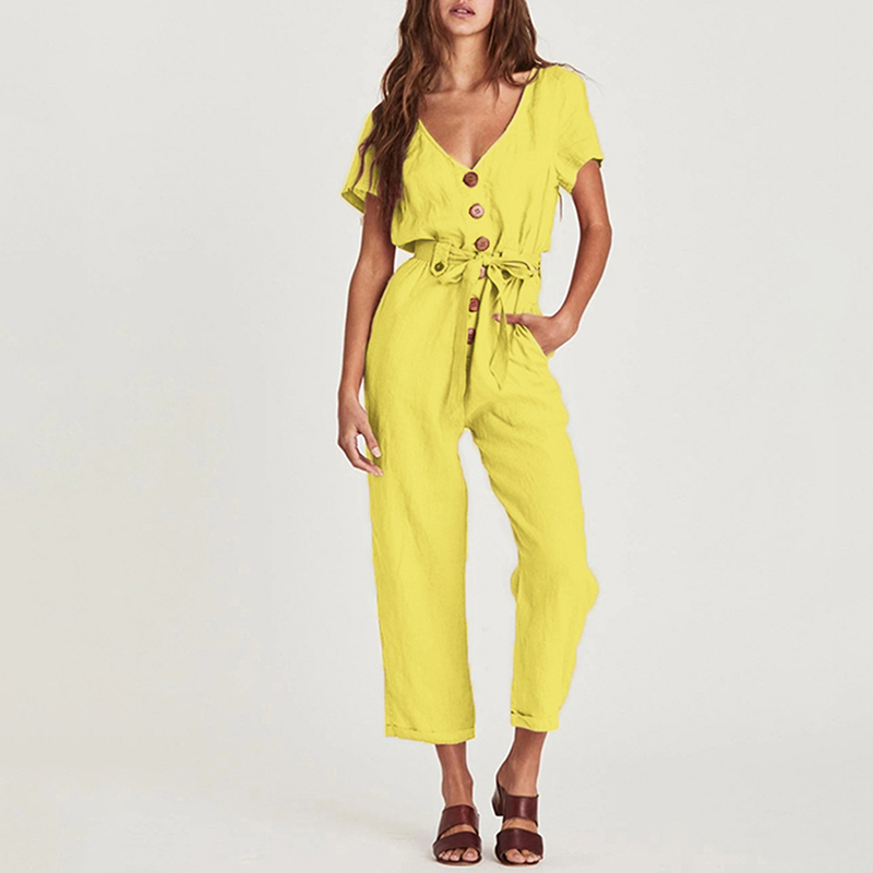 Women casual summer romper jumpsuit beach romper playsuit vintage long pants jumpsuit boho romper overalls cotton 210415